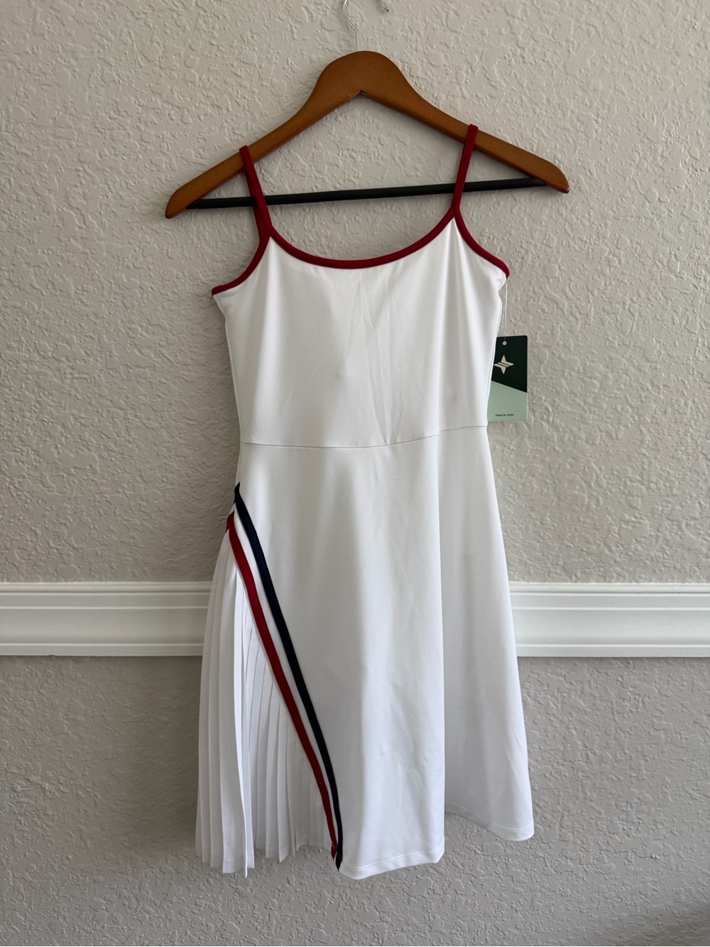 NWT Tuckernuck Tnuck Sport White Red Navy Pleated Tennis Dress XXS
